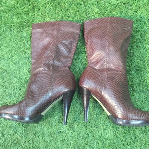 Cole Haan snake skin leather heeled boot - Picture 3 of 8